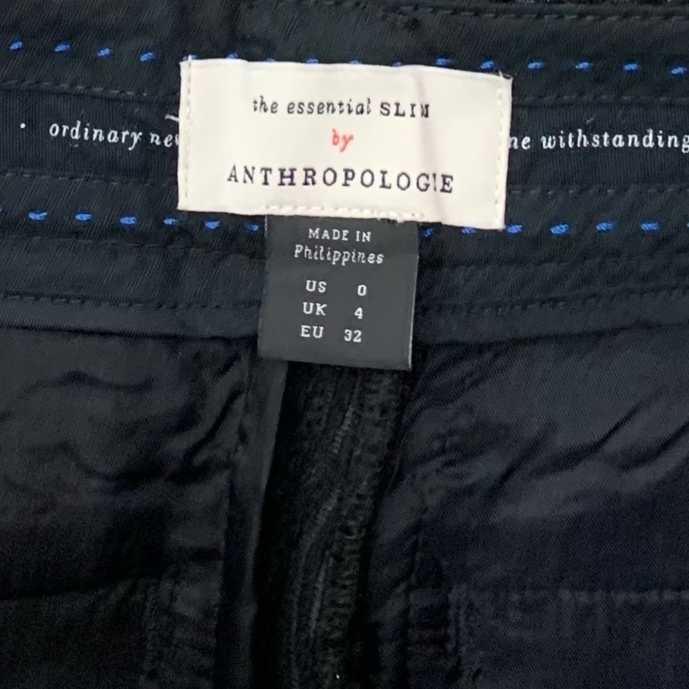 NWT Anthropologie The Essential Slim Straight High Rise Jacquard Trousers Black - Picture 5 of 8